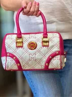 Metrocity Barbiecore Y2K Vintage Quilted Monogram Doctor Bag Pink VGUC